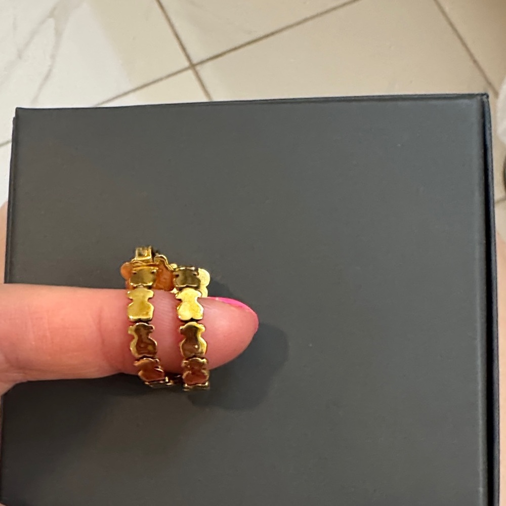 Tous Gold Clover Hoop Earrings